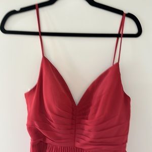 JJ’s house pleated skirt bridesmaid dress in cinnamon rose